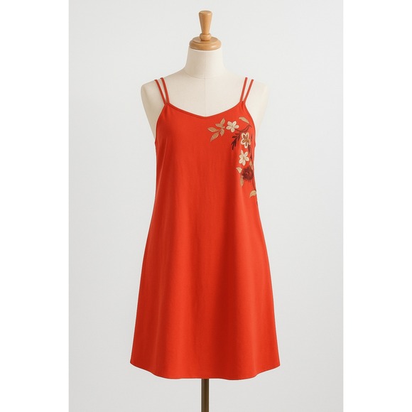 Free People Womens Dress Size S Orange Floral Embroidered Mini Boho Summer Beach - Picture 1 of 14